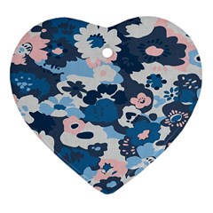 Fabric Wildflower Bluebird Ornament (heart) by Simbadda