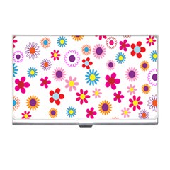 Colorful Floral Flowers Pattern Business Card Holders by Simbadda