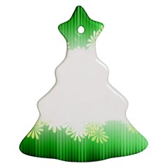 Green Floral Stripe Background Ornament (christmas Tree)  by Simbadda