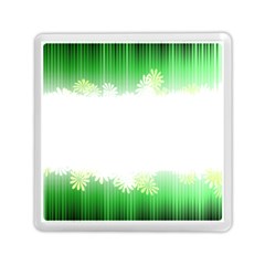 Green Floral Stripe Background Memory Card Reader (square) 