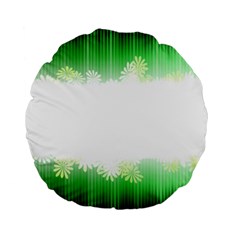 Green Floral Stripe Background Standard 15  Premium Flano Round Cushions by Simbadda