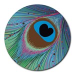 Peacock Feather Lines Background Round Mousepads Front