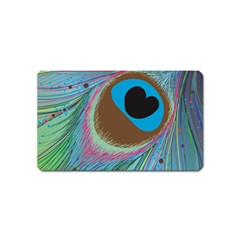 Peacock Feather Lines Background Magnet (name Card) by Simbadda