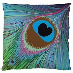 Peacock Feather Lines Background Large Flano Cushion Case (two Sides) by Simbadda