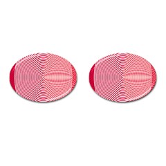 Circle Line Red Pink White Wave Cufflinks (oval)