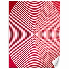 Circle Line Red Pink White Wave Canvas 18  X 24  