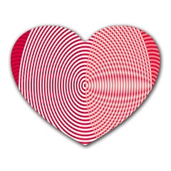 Circle Line Red Pink White Wave Heart Mousepads by Alisyart