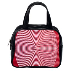 Circle Line Red Pink White Wave Classic Handbags (one Side)