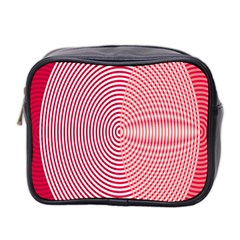 Circle Line Red Pink White Wave Mini Toiletries Bag 2-side