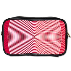 Circle Line Red Pink White Wave Toiletries Bags 2-side