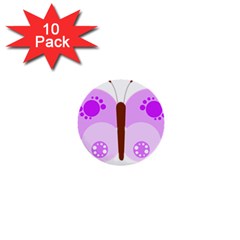Butterfly Flower Valentine Animals Purple Brown 1  Mini Buttons (10 Pack) 