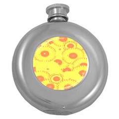 Circles Lime Pink Round Hip Flask (5 Oz) by Alisyart
