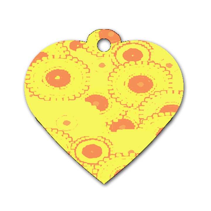 Circles Lime Pink Dog Tag Heart (One Side)