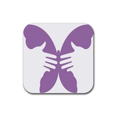 Colorful Butterfly Hand Purple Animals Rubber Coaster (square) 