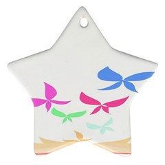 Colorful Butterfly Blue Red Pink Brown Fly Leaf Animals Star Ornament (two Sides) by Alisyart