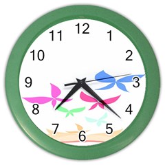 Colorful Butterfly Blue Red Pink Brown Fly Leaf Animals Color Wall Clocks