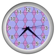 Demiregular Purple Line Triangle Wall Clocks (silver) 