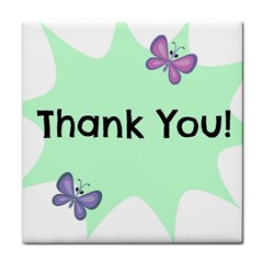 Colorful Butterfly Thank You Animals Fly White Green Tile Coasters