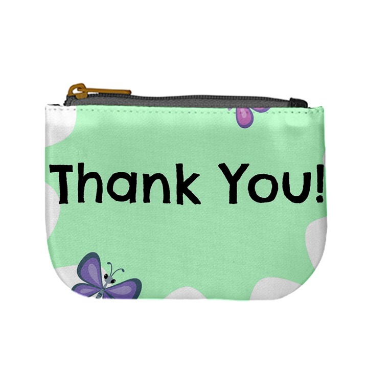 Colorful Butterfly Thank You Animals Fly White Green Mini Coin Purses