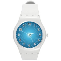 Dreams Sun Blue Wave Round Plastic Sport Watch (m)