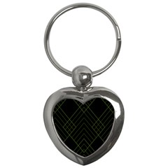 Diamond Green Triangle Line Black Chevron Wave Key Chains (heart)  by Alisyart