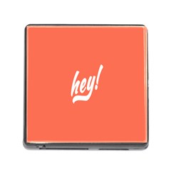 Hey White Text Orange Sign Memory Card Reader (square)