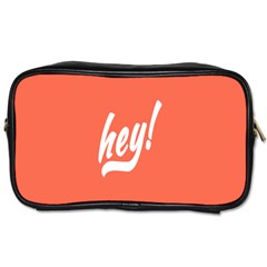 Hey White Text Orange Sign Toiletries Bags 2-side