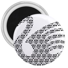 Honeycomb Swan Animals Black White Plaid 3  Magnets