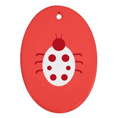 Little Butterfly Illustrations Beetle Red White Animals Oval Ornament (Two Sides)