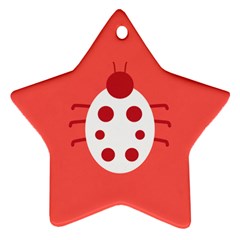 Little Butterfly Illustrations Beetle Red White Animals Star Ornament (Two Sides)