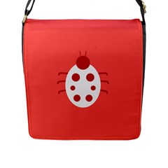 Little Butterfly Illustrations Beetle Red White Animals Flap Messenger Bag (L) 