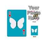 Little Butterfly Illustrations Animals Blue White Fly Playing Cards 54 (Mini)  Front - Heart5