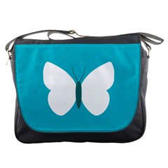 Little Butterfly Illustrations Animals Blue White Fly Messenger Bags