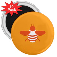 Littlebutterfly Illustrations Bee Wasp Animals Orange Honny 3  Magnets (10 pack) 