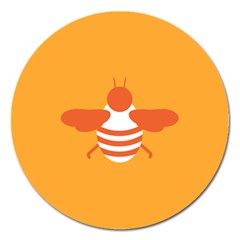 Littlebutterfly Illustrations Bee Wasp Animals Orange Honny Magnet 5  (Round)