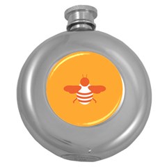 Littlebutterfly Illustrations Bee Wasp Animals Orange Honny Round Hip Flask (5 oz)