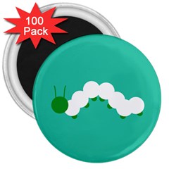 Little Butterfly Illustrations Caterpillar Green White Animals 3  Magnets (100 Pack)