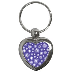 Aztec Lilac Love Lies Flower Blue Key Chains (heart)  by Alisyart