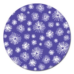 Aztec Lilac Love Lies Flower Blue Magnet 5  (round) by Alisyart