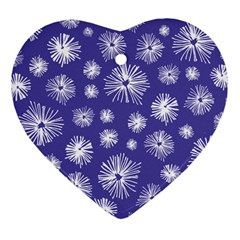 Aztec Lilac Love Lies Flower Blue Heart Ornament (two Sides)