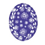 Aztec Lilac Love Lies Flower Blue Oval Filigree Ornament (Two Sides) Front