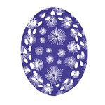 Aztec Lilac Love Lies Flower Blue Oval Filigree Ornament (Two Sides) Back