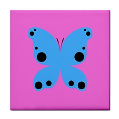 Pink Blue Butterfly Animals Fly Tile Coasters