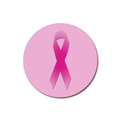 Pink Breast Cancer Symptoms Sign Rubber Round Coaster (4 pack) 