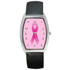 Pink Breast Cancer Symptoms Sign Barrel Style Metal Watch
