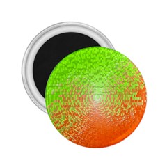 Plaid Green Orange White Circle 2 25  Magnets