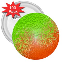 Plaid Green Orange White Circle 3  Buttons (100 Pack)  by Alisyart