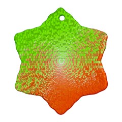 Plaid Green Orange White Circle Ornament (snowflake)