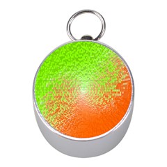 Plaid Green Orange White Circle Mini Silver Compasses by Alisyart