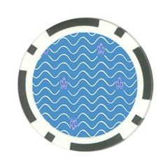 Springtime Wave Blue White Purple Floral Flower Poker Chip Card Guard